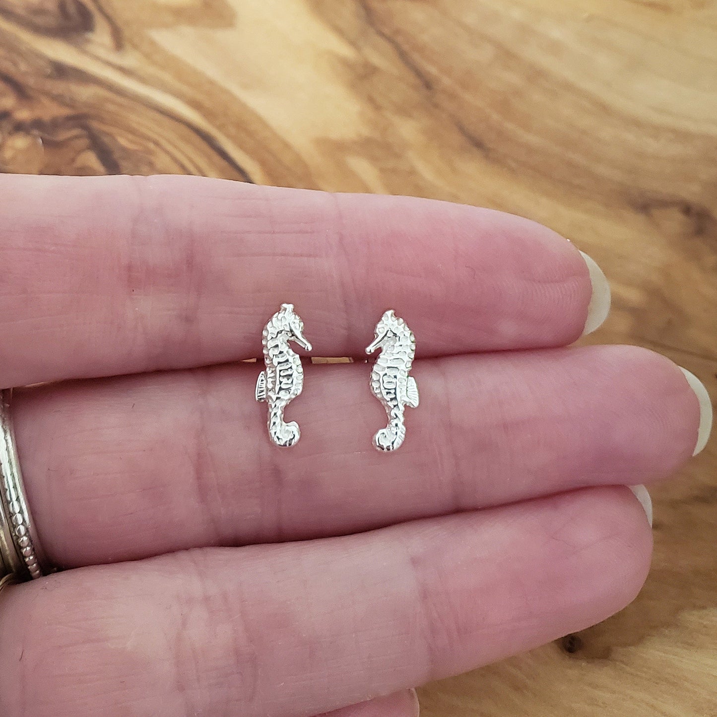 Sterling Silver Seahorse Stud Earrings | Ocean-Inspired Animal Jewellery