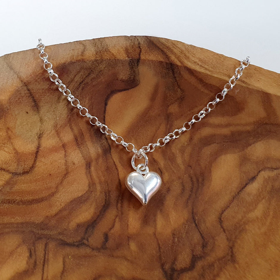 Graduation Gift, Puffy Heart Bracelet in Sterling Silver 925, Personalised Jewellery Gift