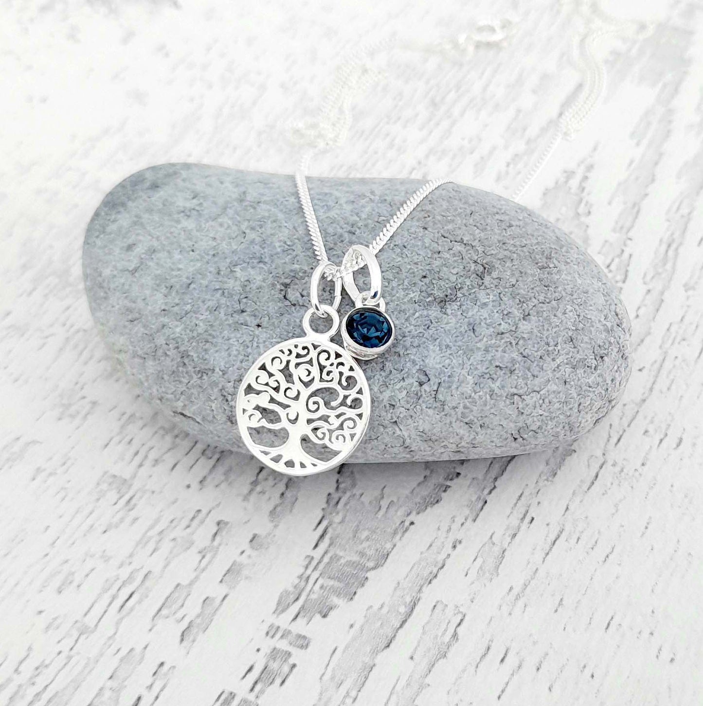 Mother of the Groom Tree of Life Necklace with Crystal Birthstone in Sterling Silver 925, Personalised Jewellery Gift
