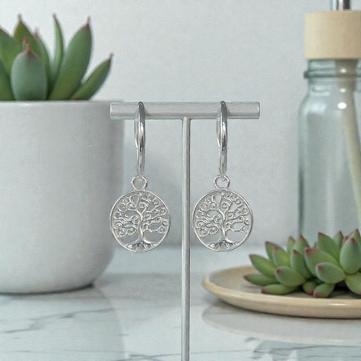 Tree of Life Hoop Earrings – 15mm | 925 Sterling Silver