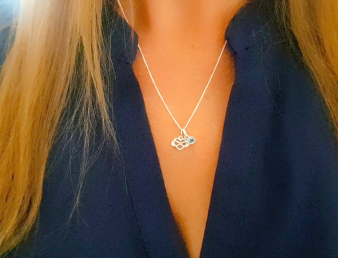 Mother of the Bride Infinity Heart Necklace with Birthstone in Sterling Silver 925, Personalised Jewellery Gift