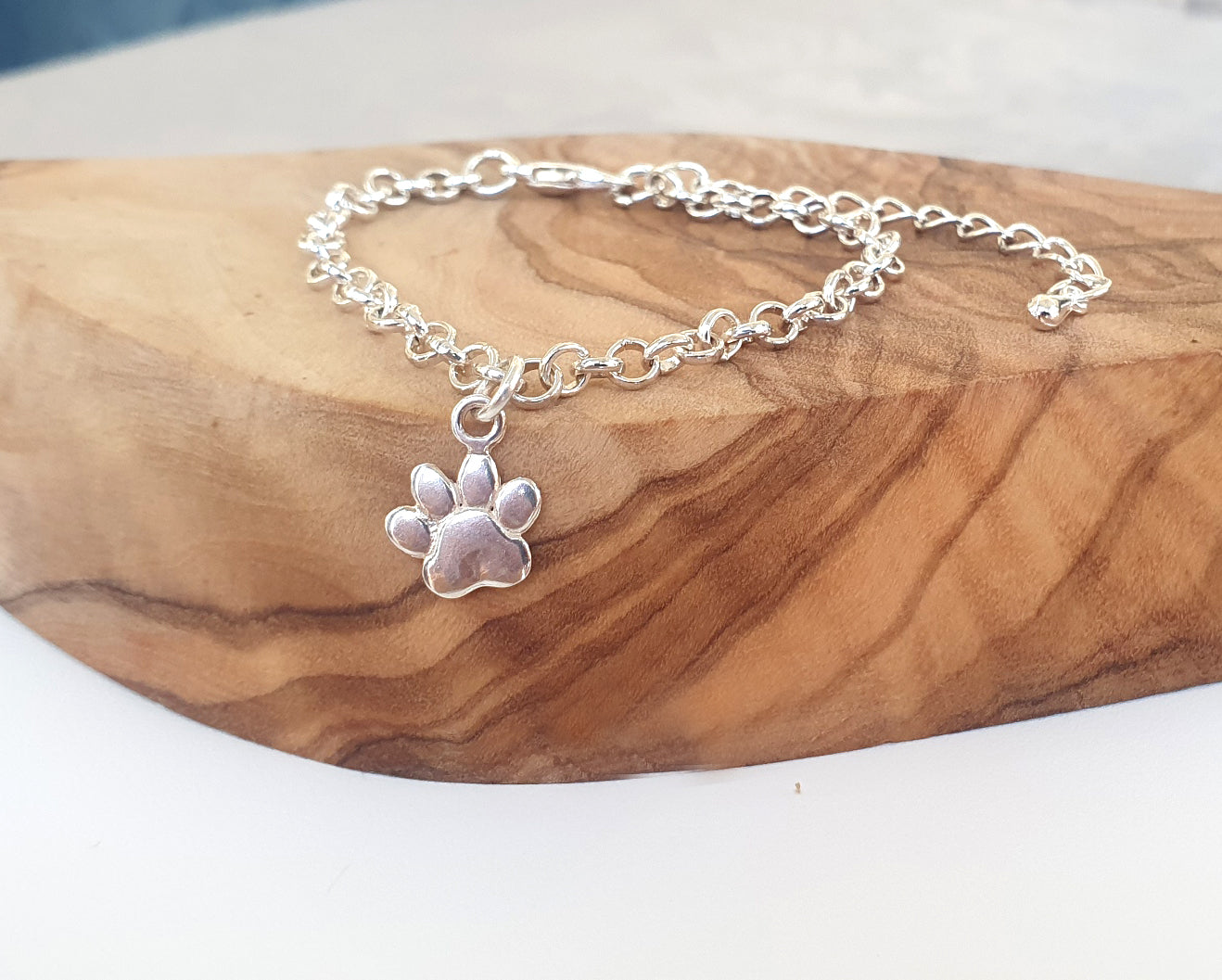 Charmed Puffy Paw Print Link Bracelet, Adjustable for Women and Girl's