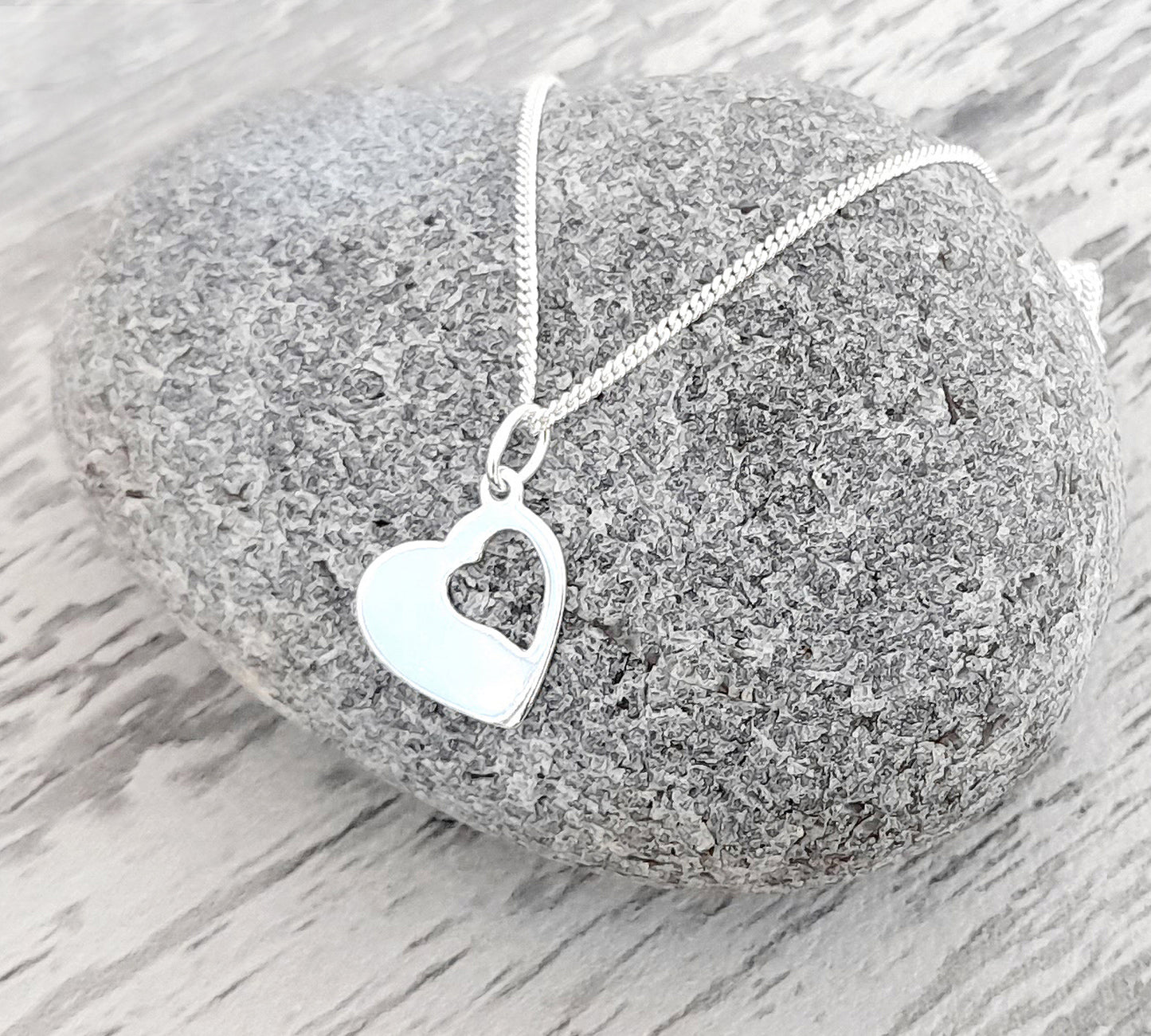 Granddaughter Cut Out Heart Necklace in Sterling Silver 925, Personalised Gift