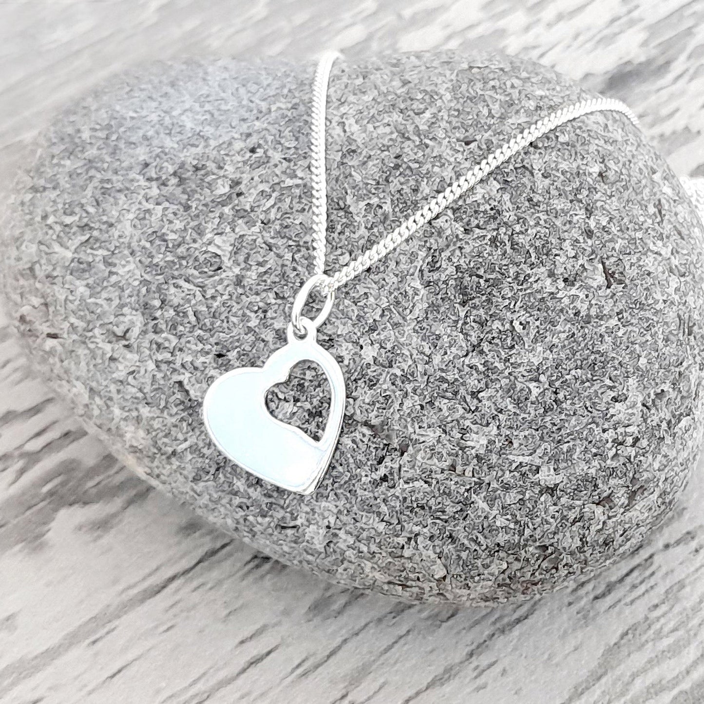 Sister in Law Cut Out Heart Necklace in Sterling Silver 925, Personalised Jewellery Gift