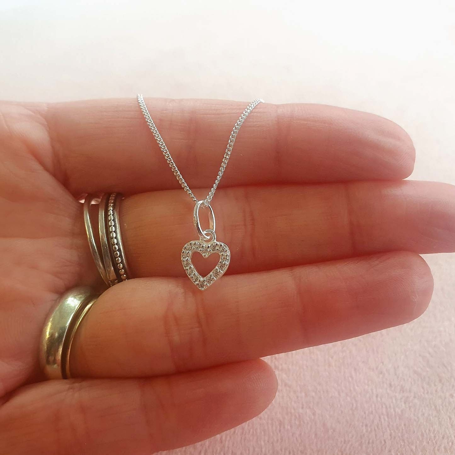 Mother of the Bride Heart Necklace with Cubic Zirconia – Sterling Silver 925 | Personalised Jewellery Gift