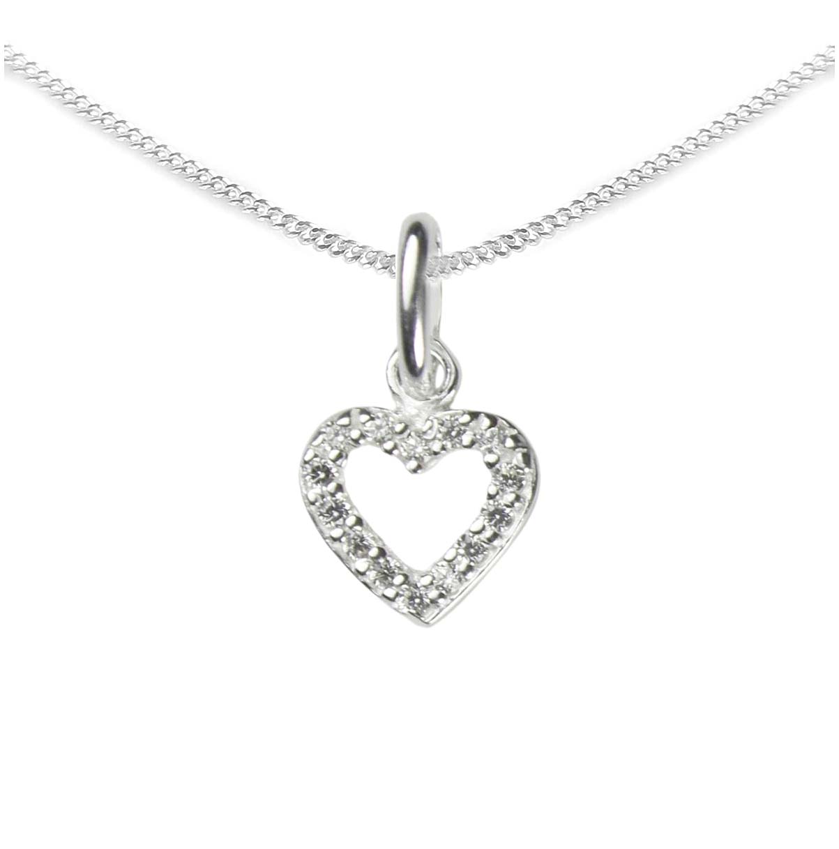 13th Birthday Heart Necklace with Cubic Zirconia in Sterling Silver 925, Personalised Jewellery Gift