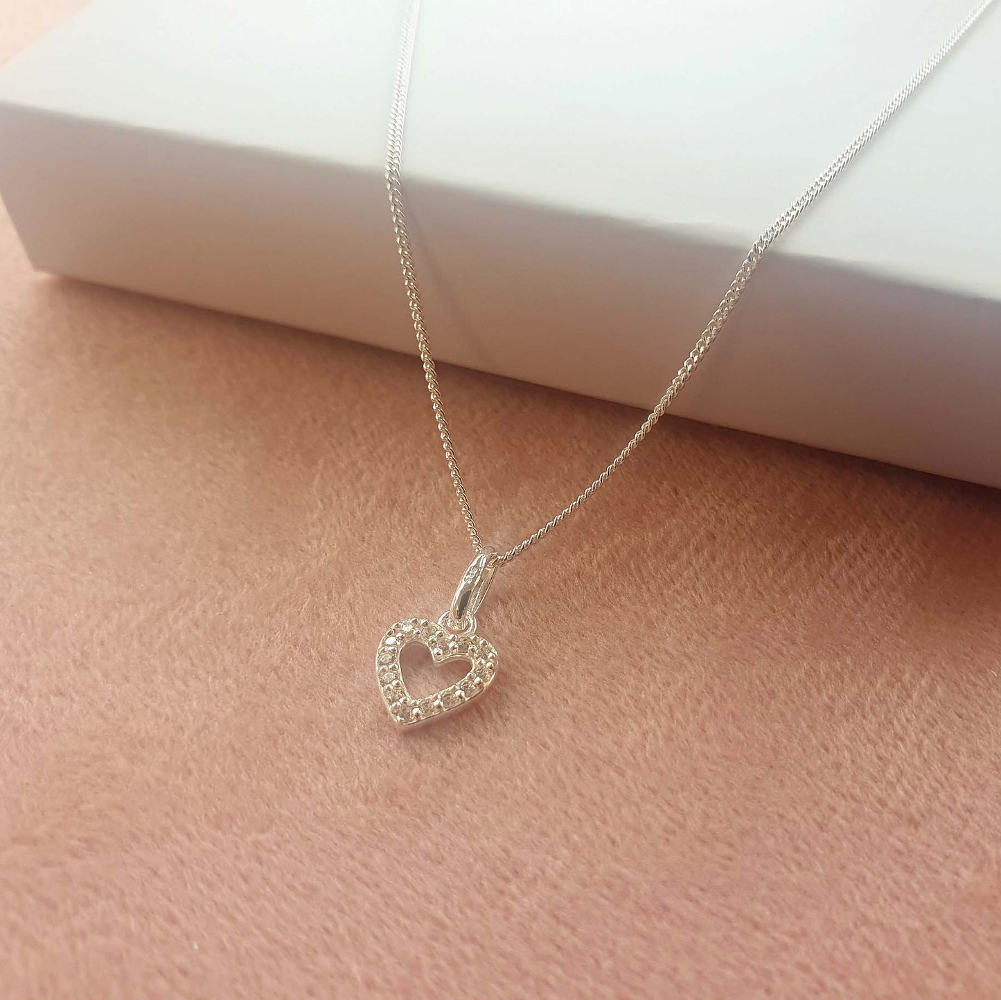 Grandma of the Bride Heart Necklace with Cubic Zirconia in Sterling Silver 925, Personalised Jewellery Gift