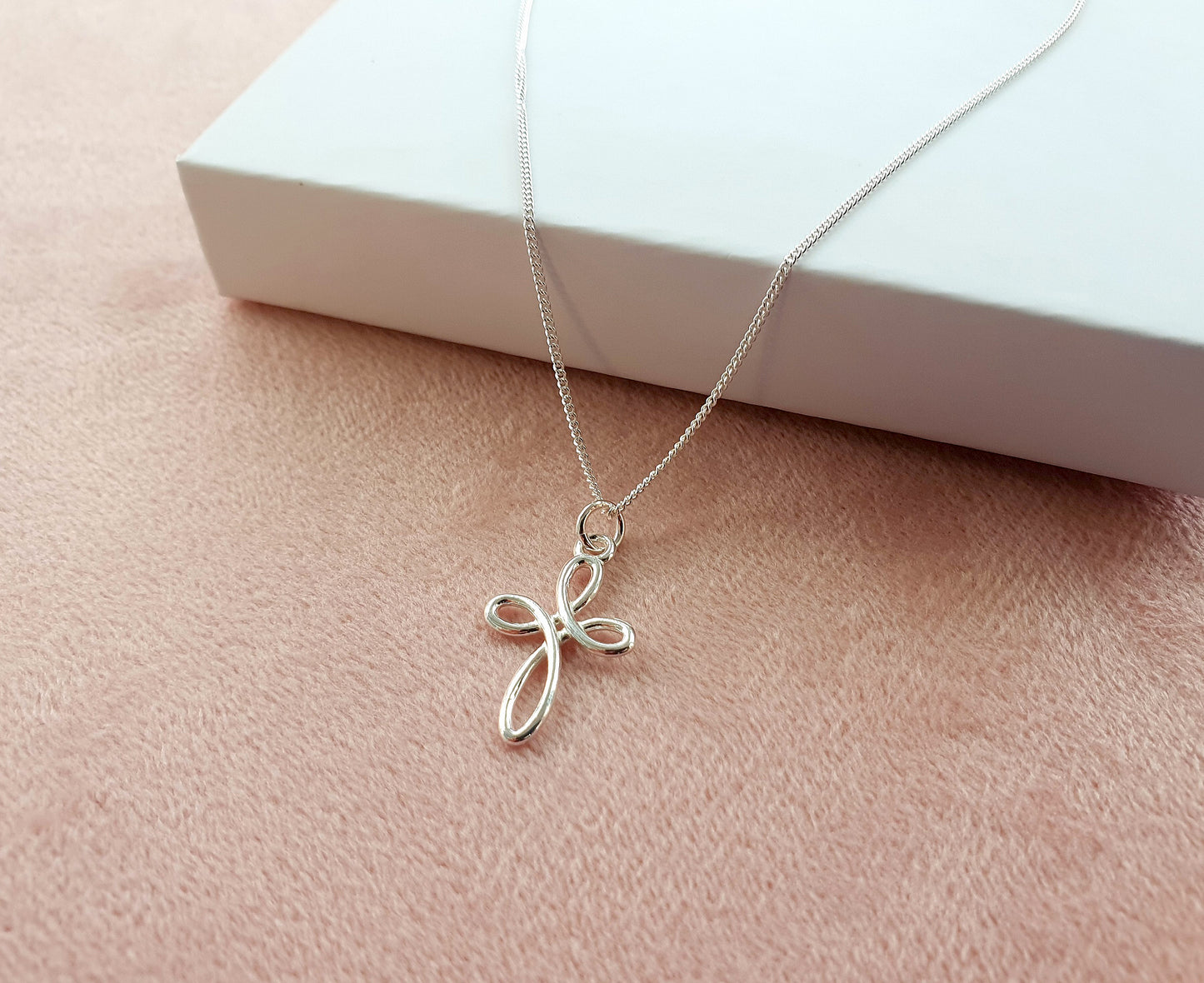 Confirmation Eternity Cross Necklace in Sterling Silver 925, Personalised Jewellery Gift