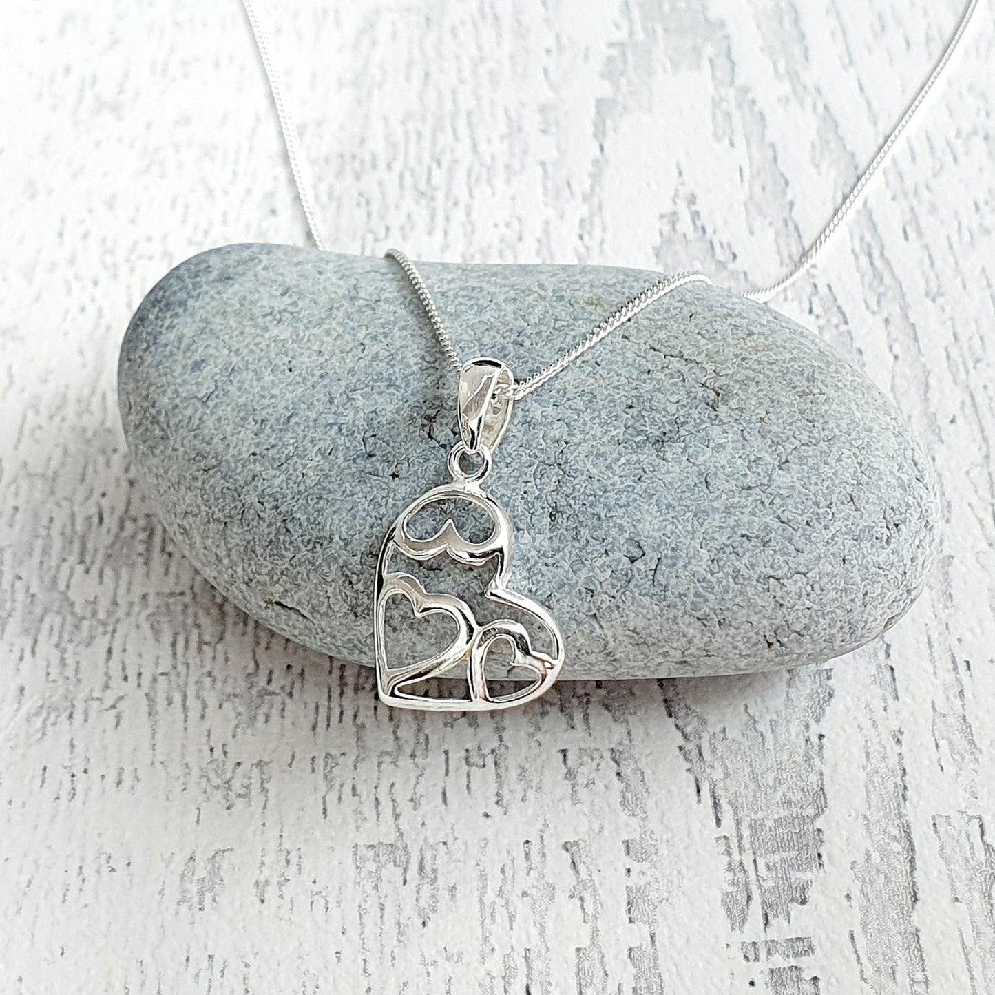 Sister in Law Fancy Heart Necklace in Sterling Silver 925, Personalised Jewellery Gift