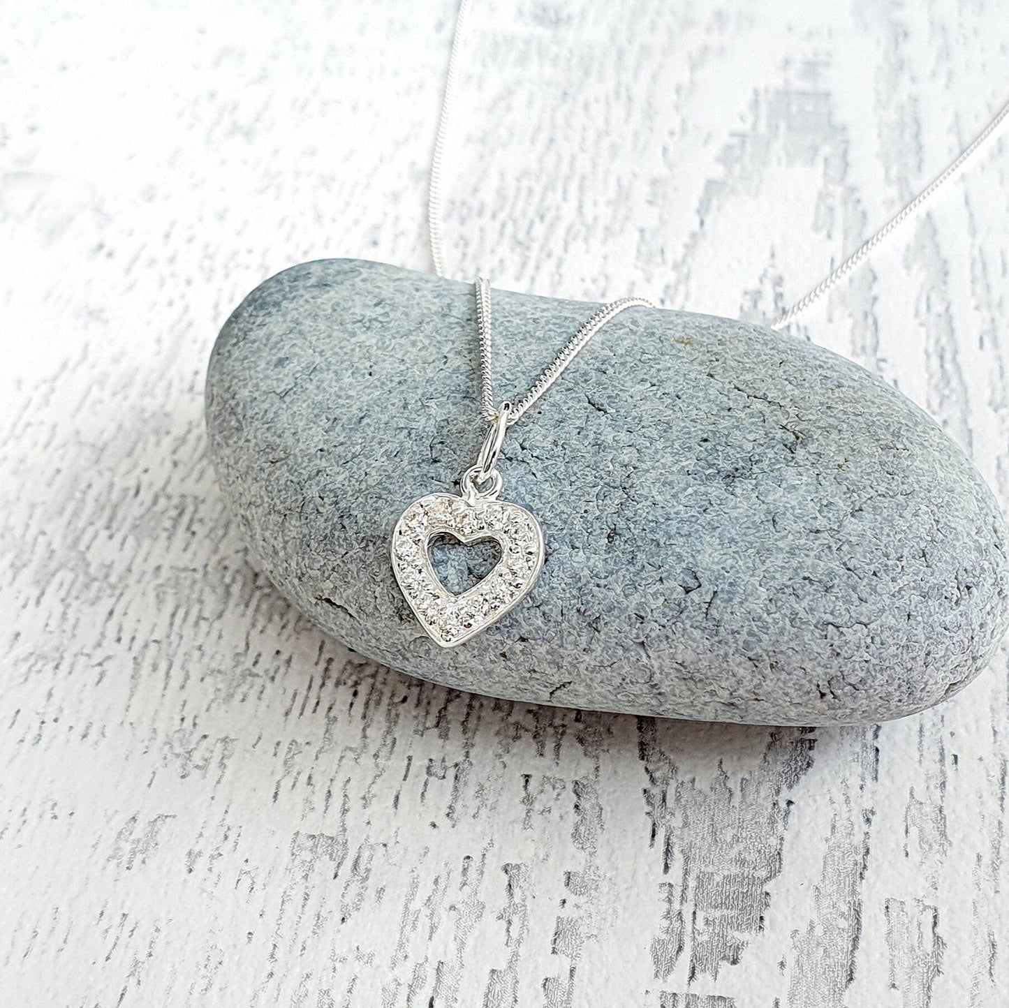 Mother of the Bride Heart Necklace with Cubic Zirconia 925 Sterling Silver Heart Necklace, Personalised with a Message of your choice