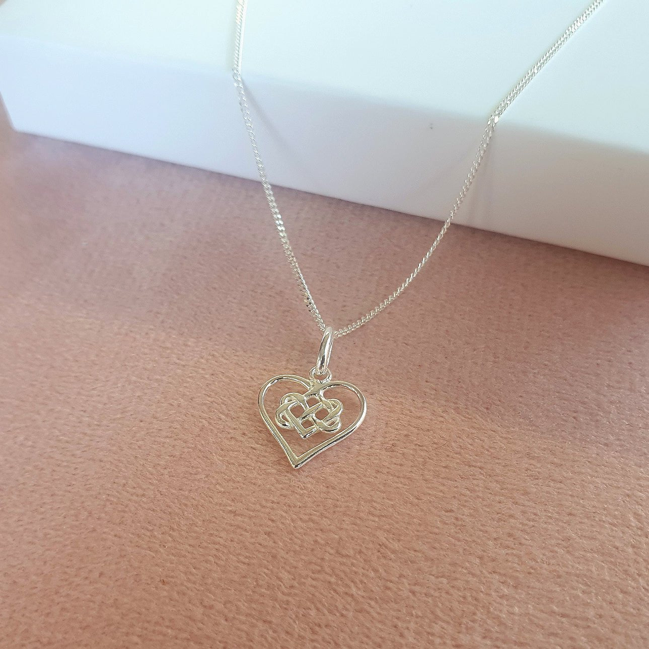 Infinity Knot Heart Necklace in Sterling Silver 925, Personalised Jewellery