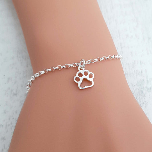 Open Paw Link Bracelet 925 Sterling Silver, Gift for Women and Girls