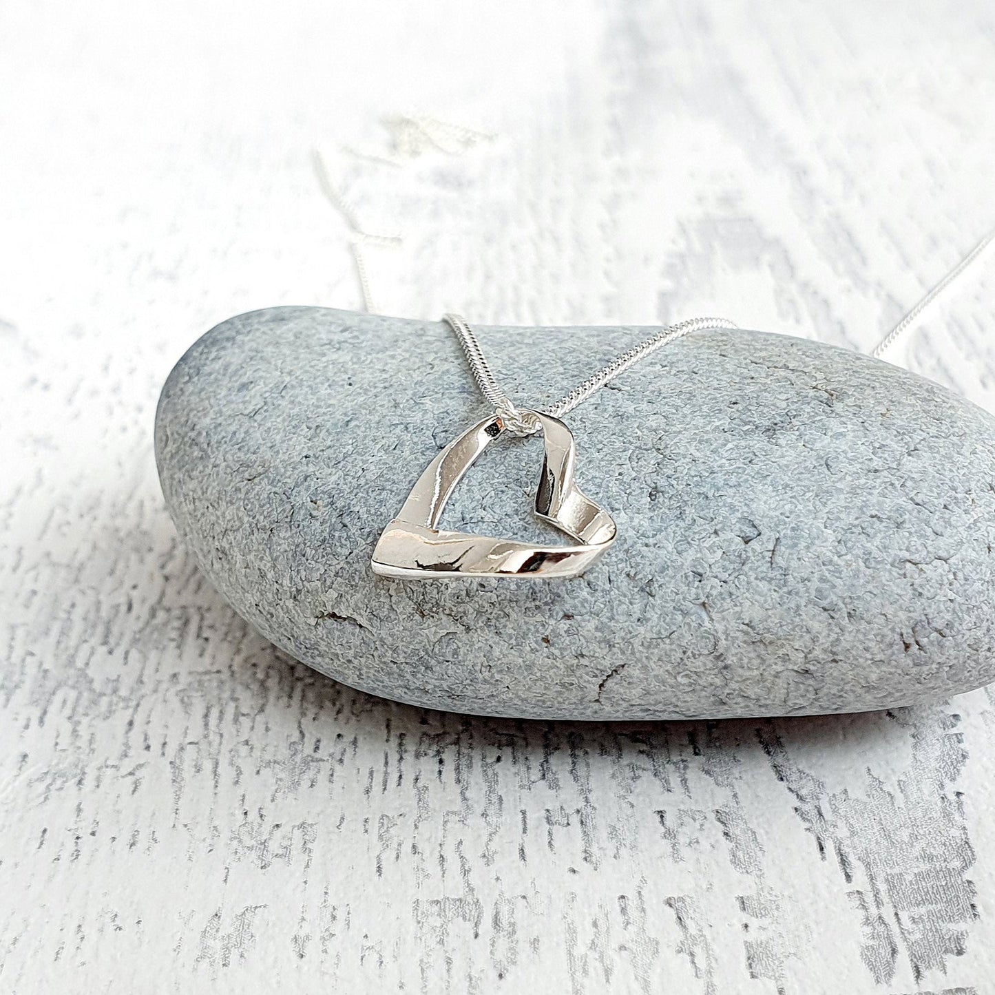 Nana Ribbon Heart Necklace in Sterling Silver 925, Personalised Jewellery Gift