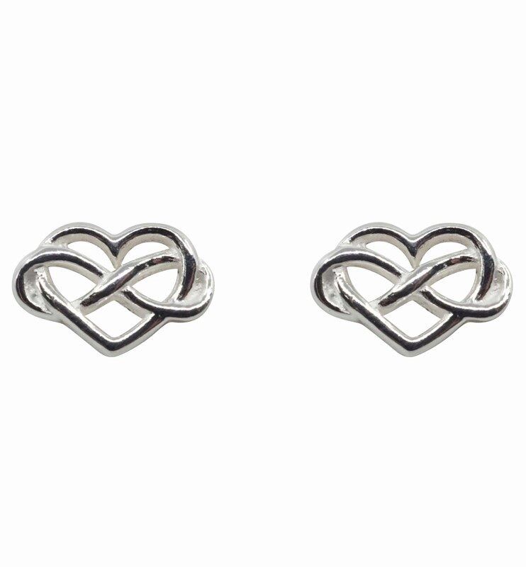 Inspirational Gift, Infinity Heart Stud Earrings Sterling Silver 925, Personalised Jewellery Gift