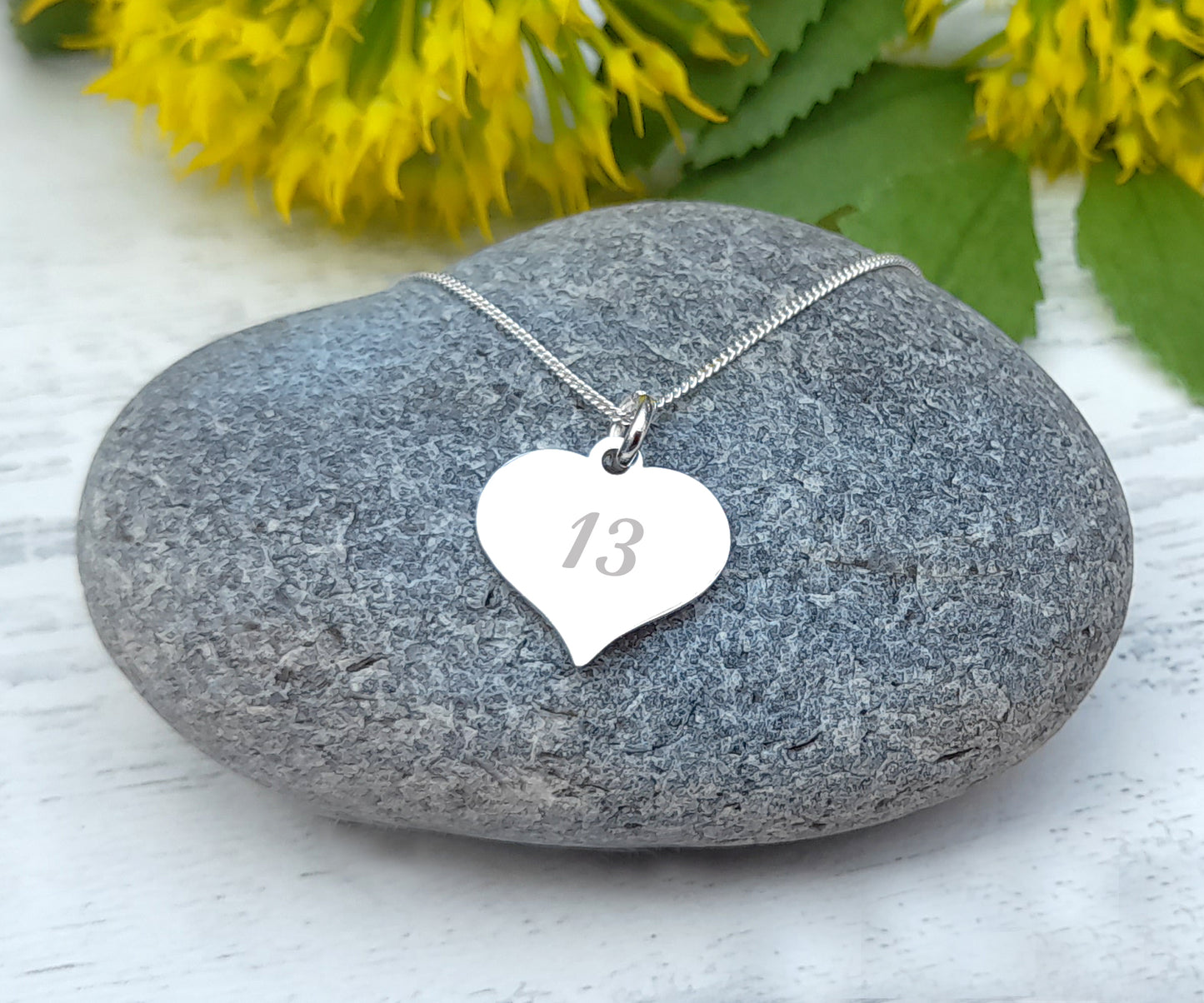 13th Birthday Gift, Engraved Heart Necklace 925 Sterling Silver, Personalised Necklace, Message Jewellery