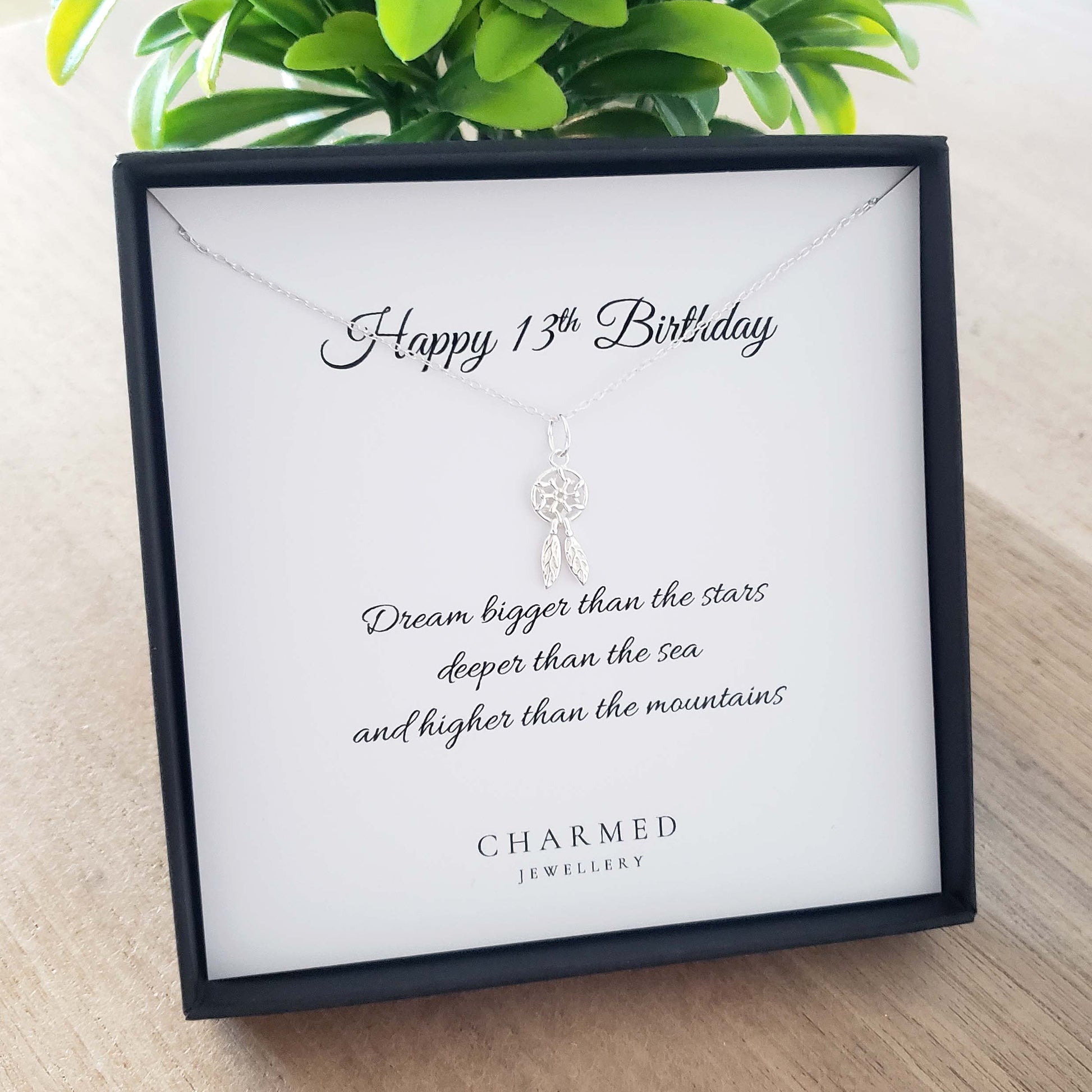 13th Birthday Dreamcatcher Necklace – Sterling Silver 925 | Personalised Jewellery Gift