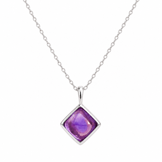 Natural Amethyst Birthstone Necklace in 925 sterling silver