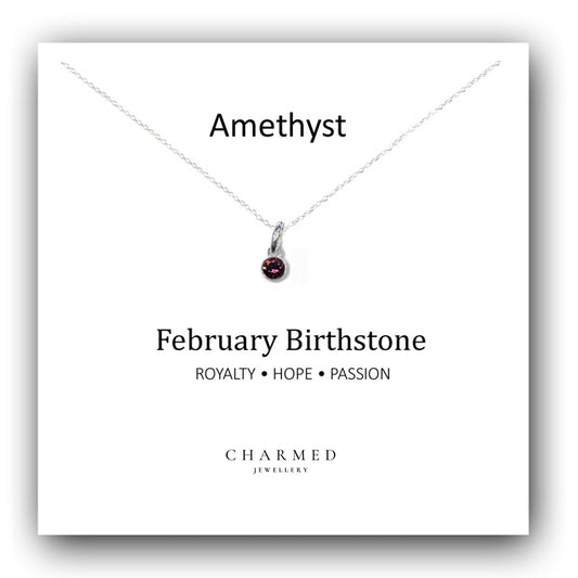 Amethyst Birthstone Necklace 925 Sterling Silver, February Birthstone