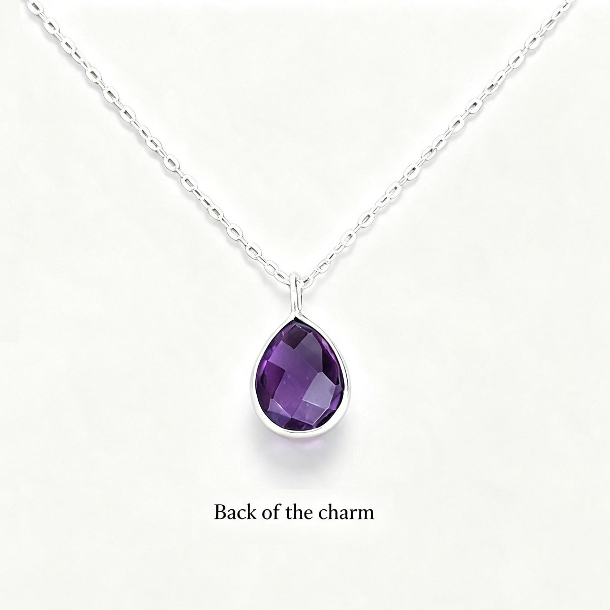 Amethyst Teardrop Necklace in Sterling Silver 925 | Personalised Jewellery Gift