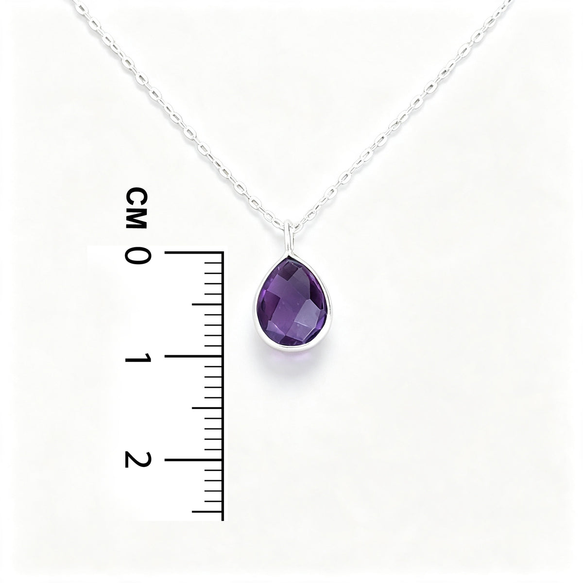 Amethyst Teardrop Necklace in Sterling Silver 925 | Personalised Jewellery Gift