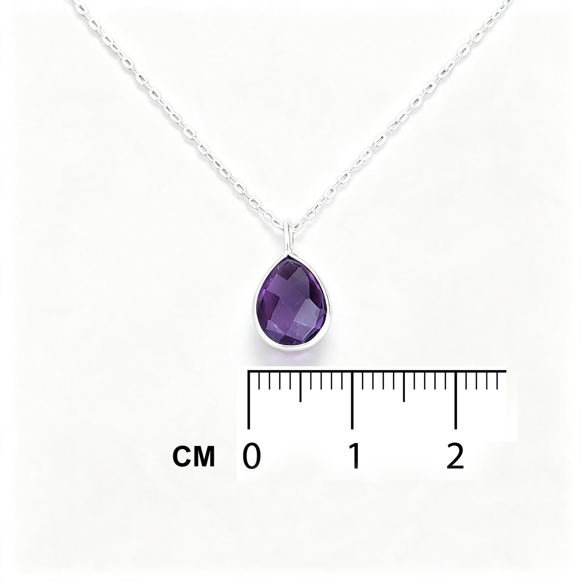 Amethyst Teardrop Necklace in Sterling Silver 925 | Personalised Jewellery Gift