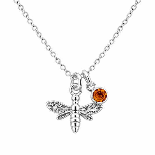 Bee Birthstone Necklace in 925 sterling silver