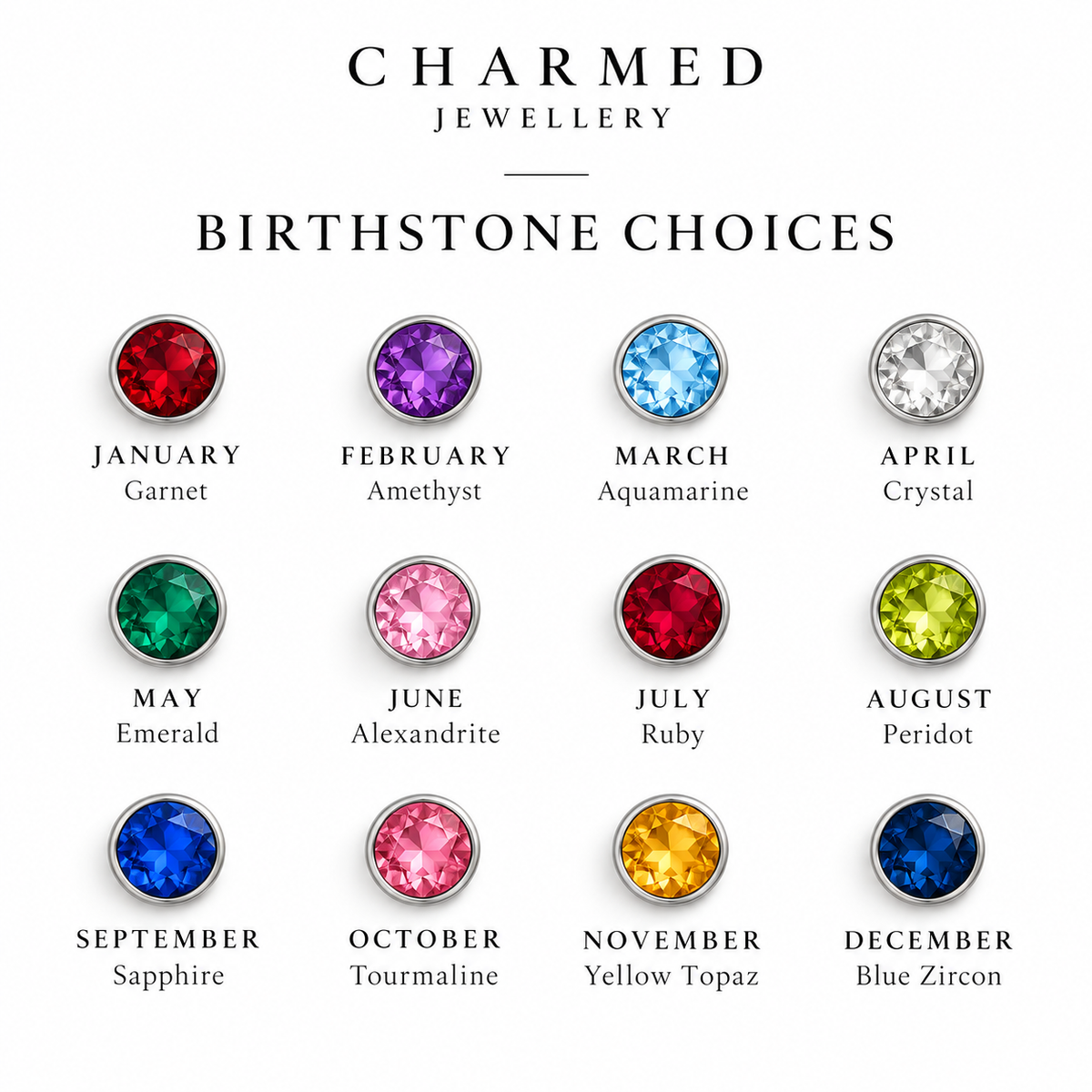 Birthstone Choice of 12 Months