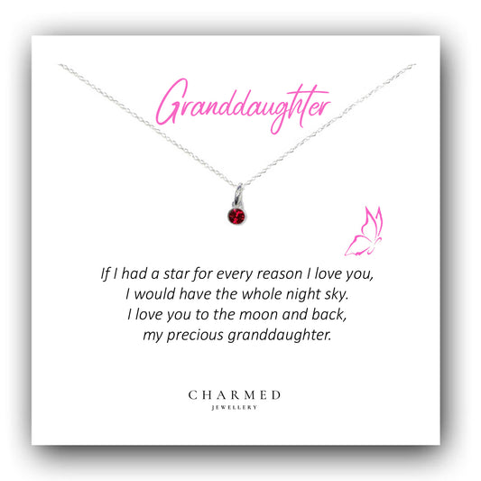 Granddaughter Gift, Swarovski Crystal Birthstone Necklace in Sterling Silver 925, Personalised Gift
