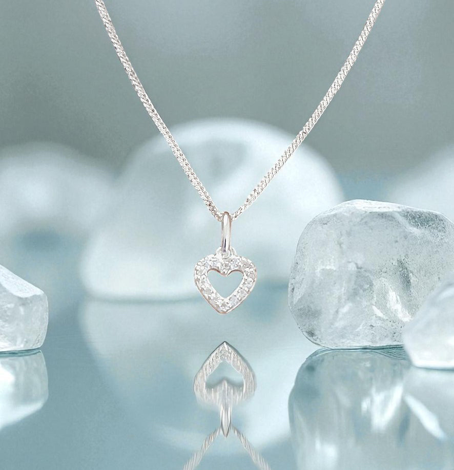 Grandma of the Groom Heart Necklace with Cubic Zirconia in Sterling Silver 925 | Personalised Jewellery Gift