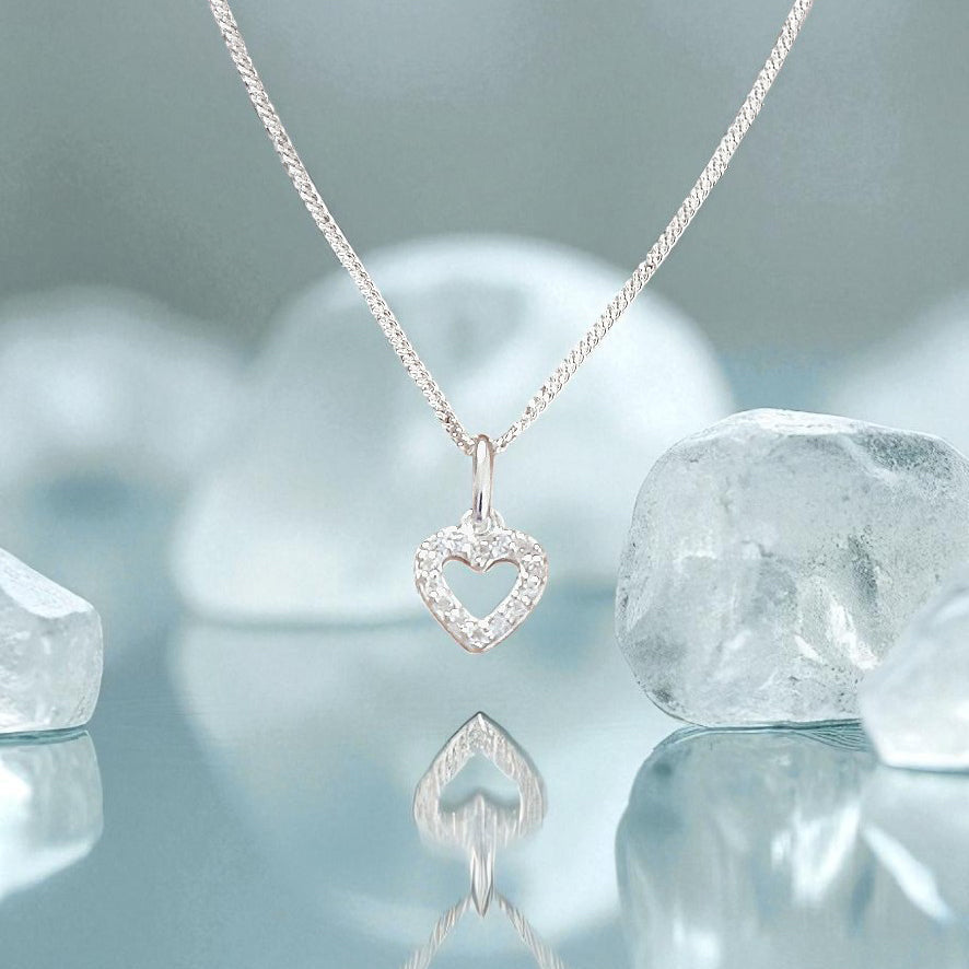 Granddaughter CZ Heart Necklace in Sterling Silver 925 | Personalised Jewellery Gift