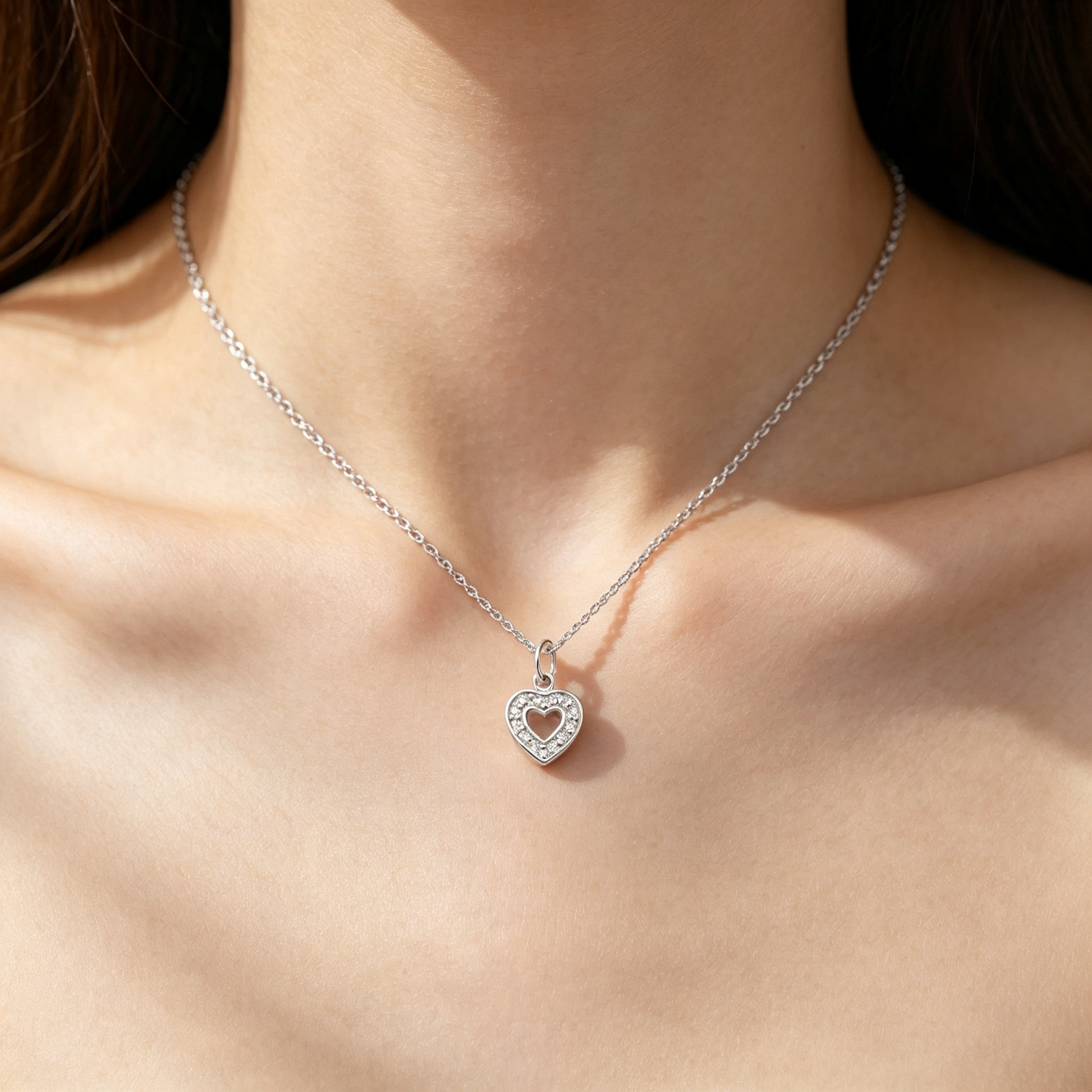 CZ Heart Necklace Sterling Silver 925 | Personalised Jewellery Keepsake