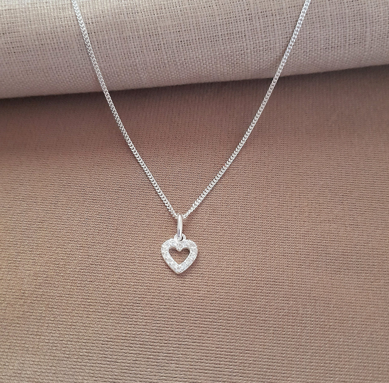 Daughter Heart Necklace with Cubic Zirconia in Sterling Silver 925, Personalised Jewellery Gift