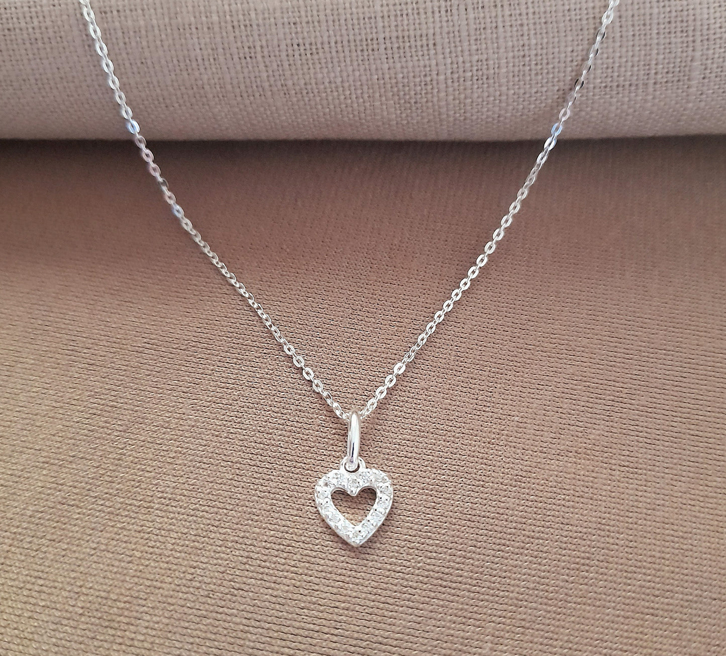Grandma Gift, Heart Necklace with Cubic Zirconia in Sterling Silver 925, Personalised Jewellery Gift