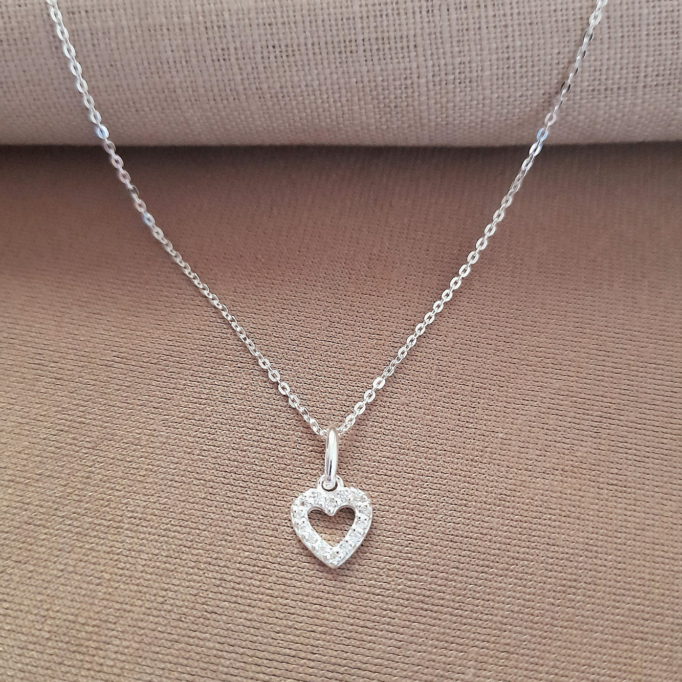Best Friend Heart Necklace with Cubic Zirconia in Sterling Silver 925, Personalised Jewellery Gift