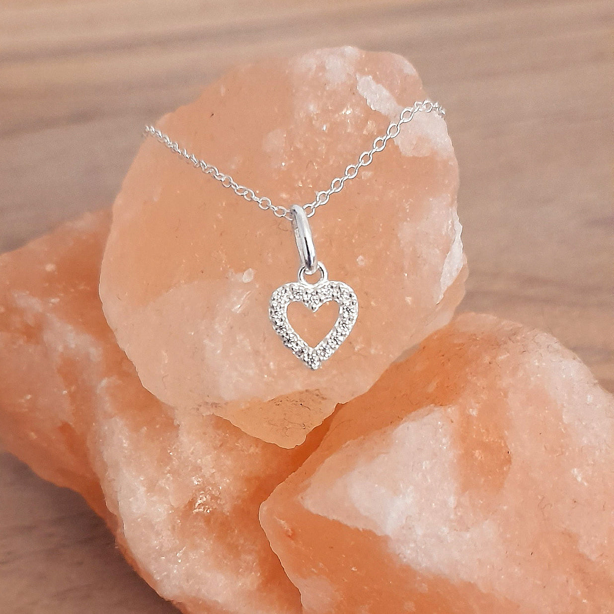 Heart Necklace with Cubic Zirconia | Personalised 925 Sterling Silver | Mum Jewellery Gift