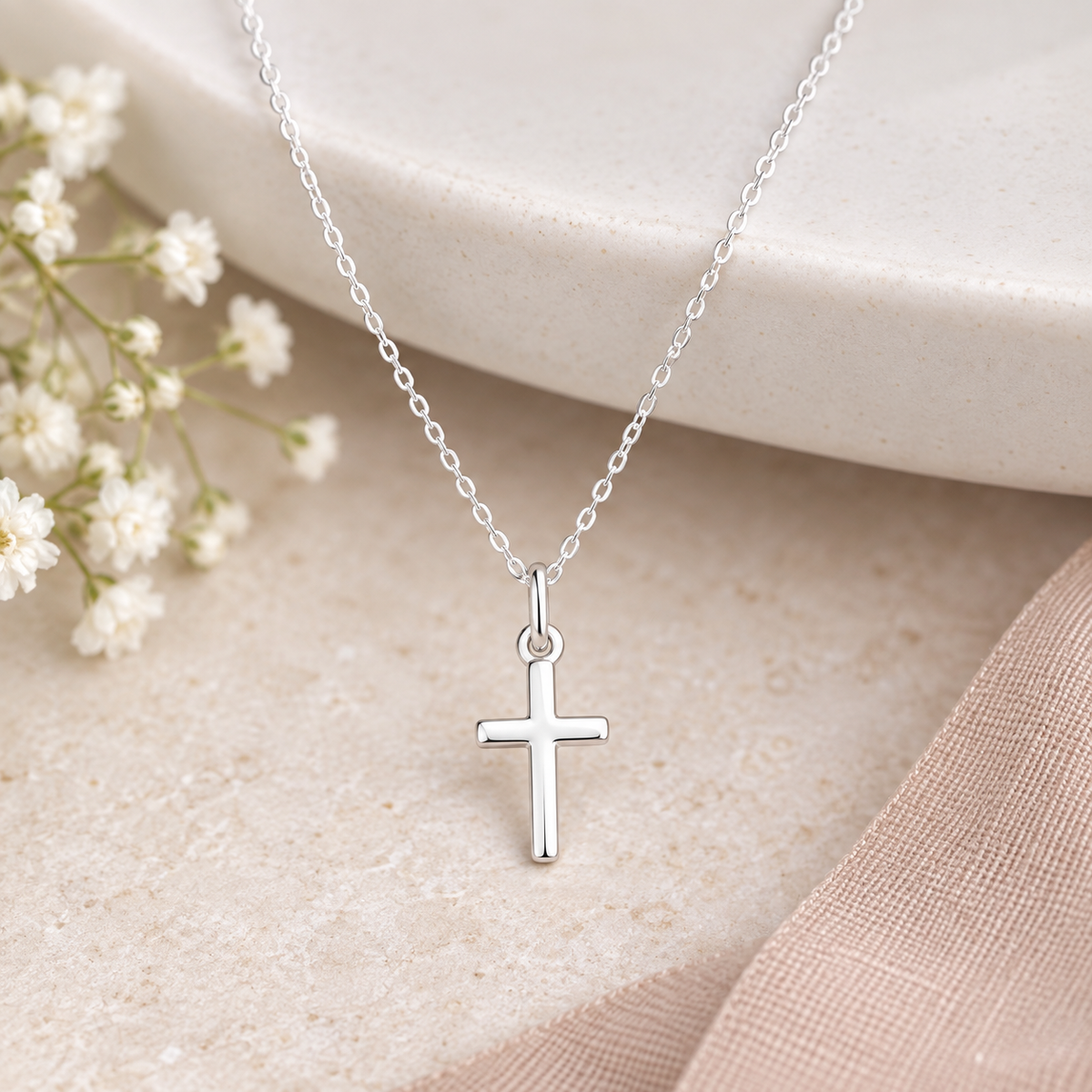 Sterling Silver Cross Necklace – religious gift for goddaughter