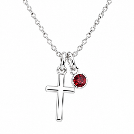 Cross Birthstone Necklace in 925 sterling silver
