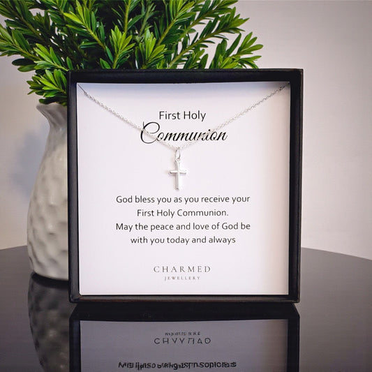 First Holy Communion Gift | Cross Necklace 925 Sterling Silver | Personalised Jewellery Gift