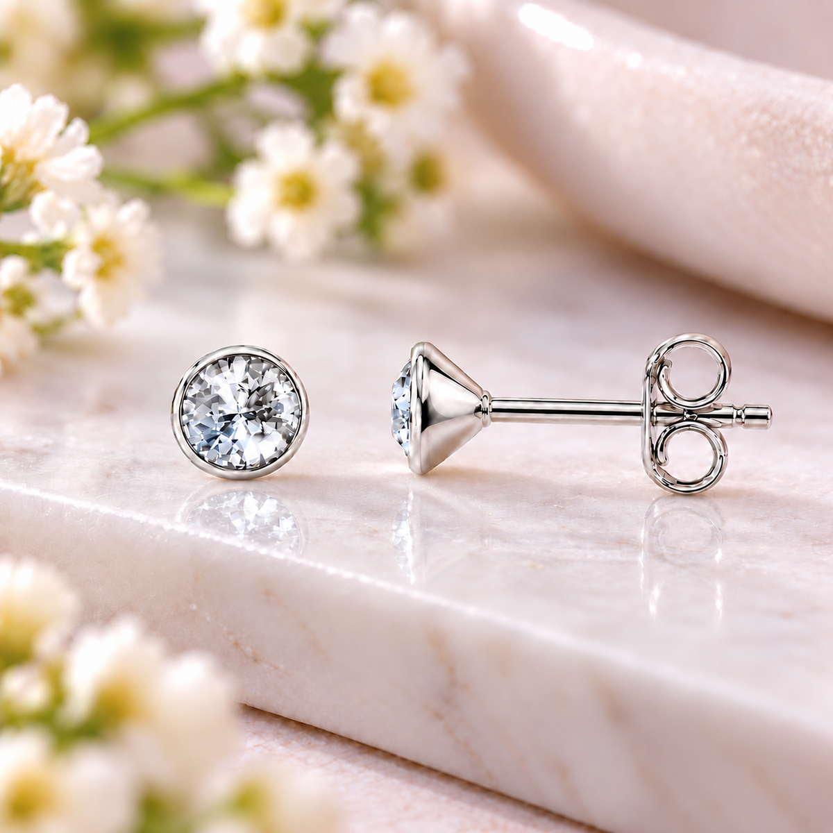 Clear Crystal Birthstone Stud Earrings – April birthday jewellery gift
