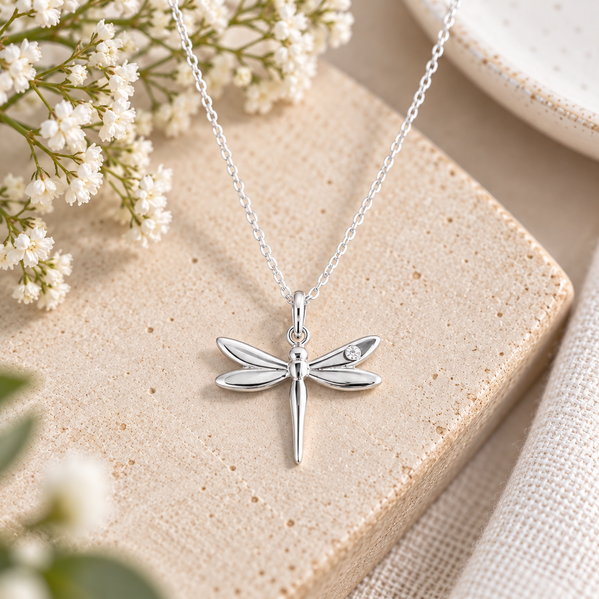 925 Sterling Silver Dragonfly Necklace – nature jewellery gift