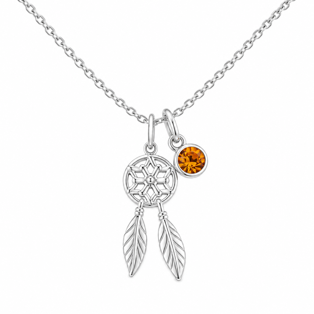 Dreamcatcher Birthstone Necklace in 925 sterling silver