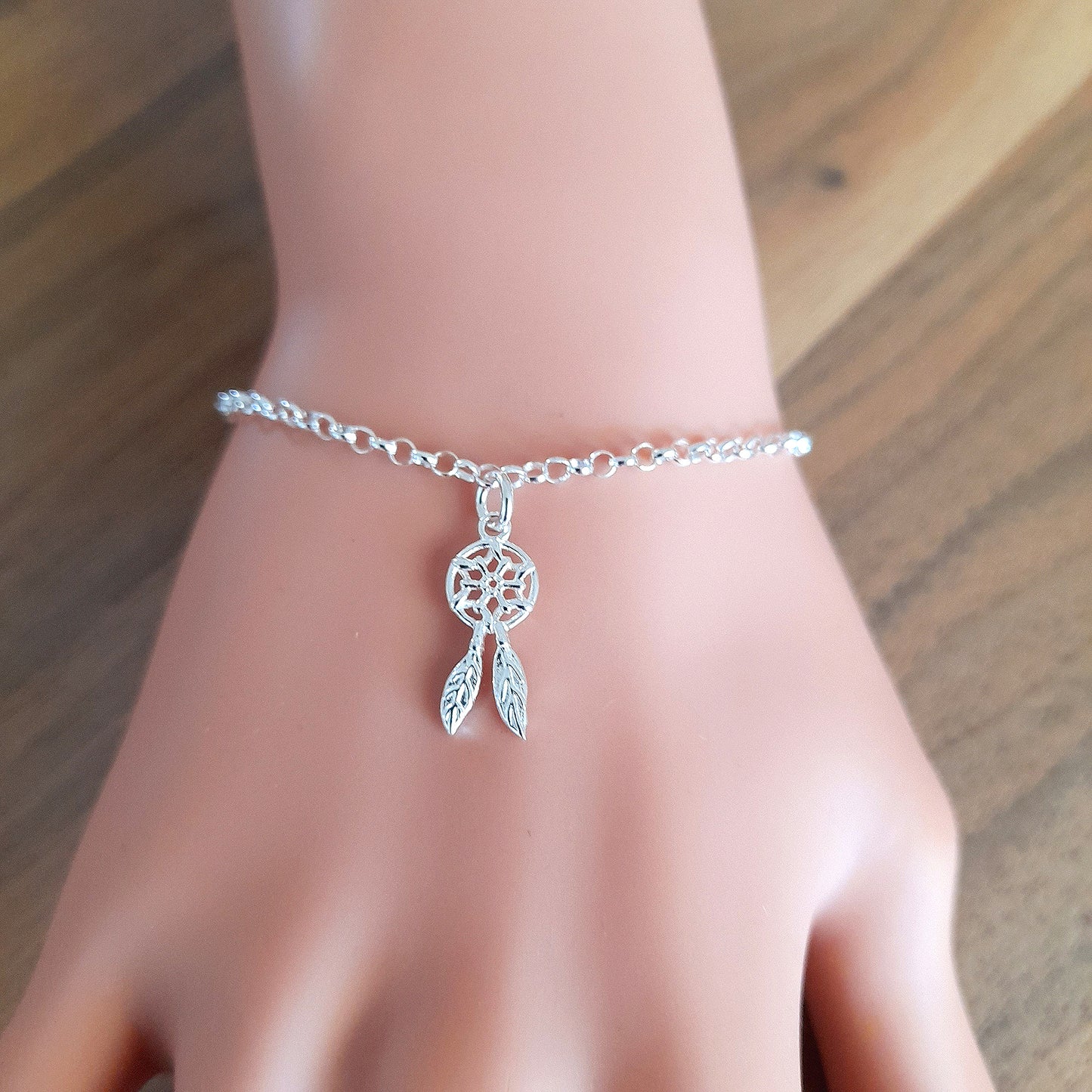 Dreamcatcher Charm Bracelet | Sterling Silver 925 | Boho Jewellery Gift