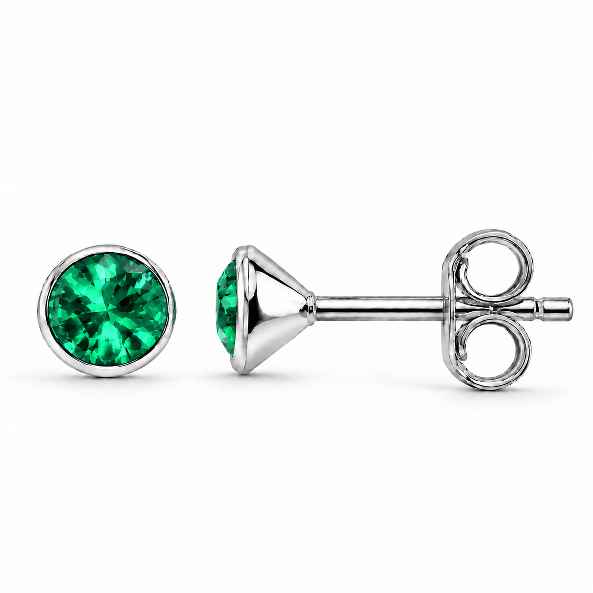 May Emerald Birthstone Stud Earrings in 925 sterling silver