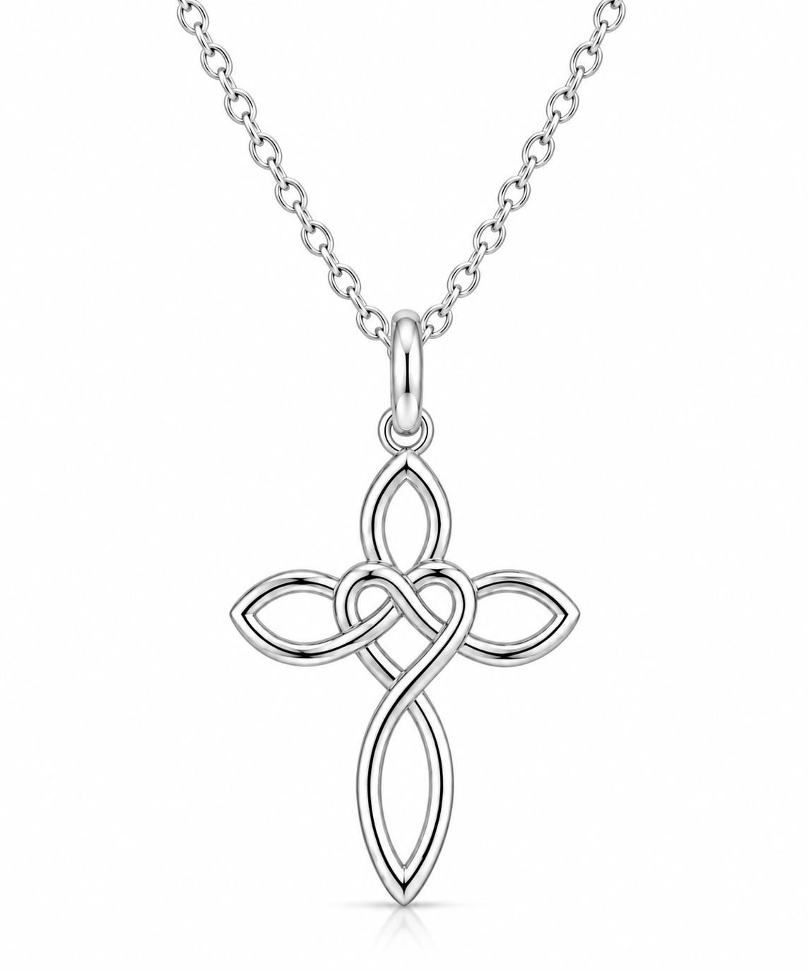 Eternity Heart Cross Necklace in 925 sterling silver