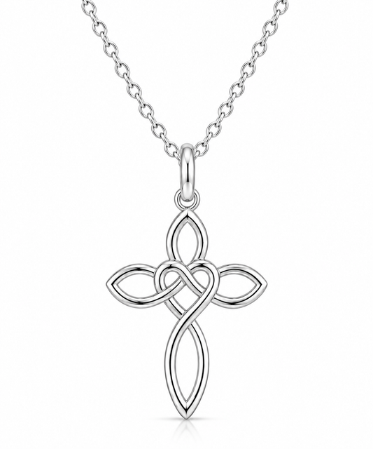 Eternity Heart Cross Necklace in 925 sterling silver