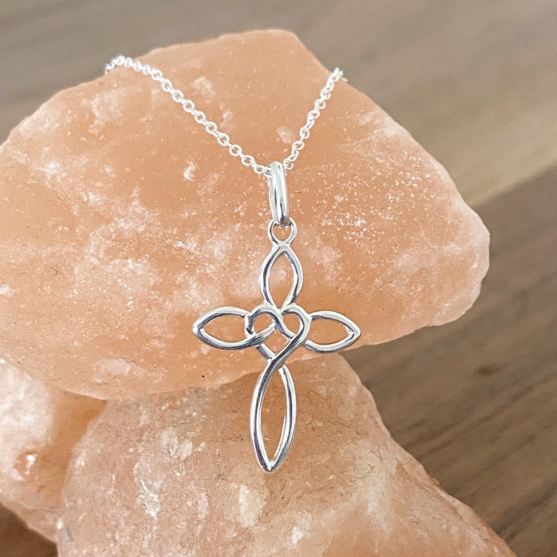 Eternity Heart Cross Necklace Sterling Silver 925, Personalised Jewellery