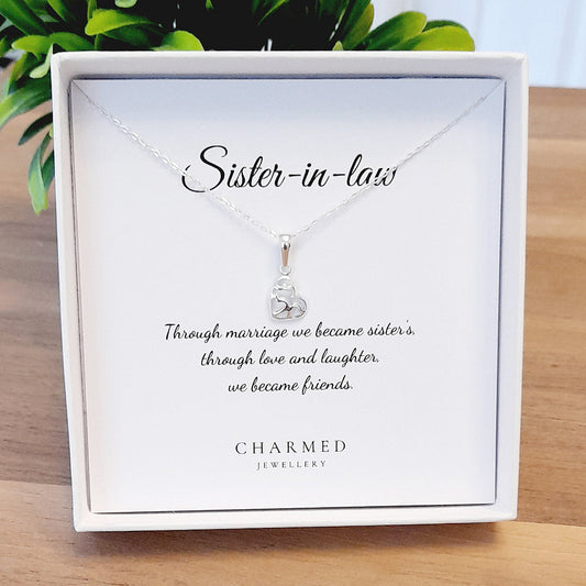 Sister-in-Law Fancy Heart Necklace in Sterling Silver 925 | Personalised Jewellery Gift