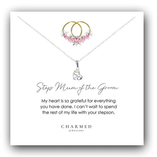 Step Mum of the Groom Gift, Fancy Heart Necklace in Sterling Silver 925, Personalised Gift