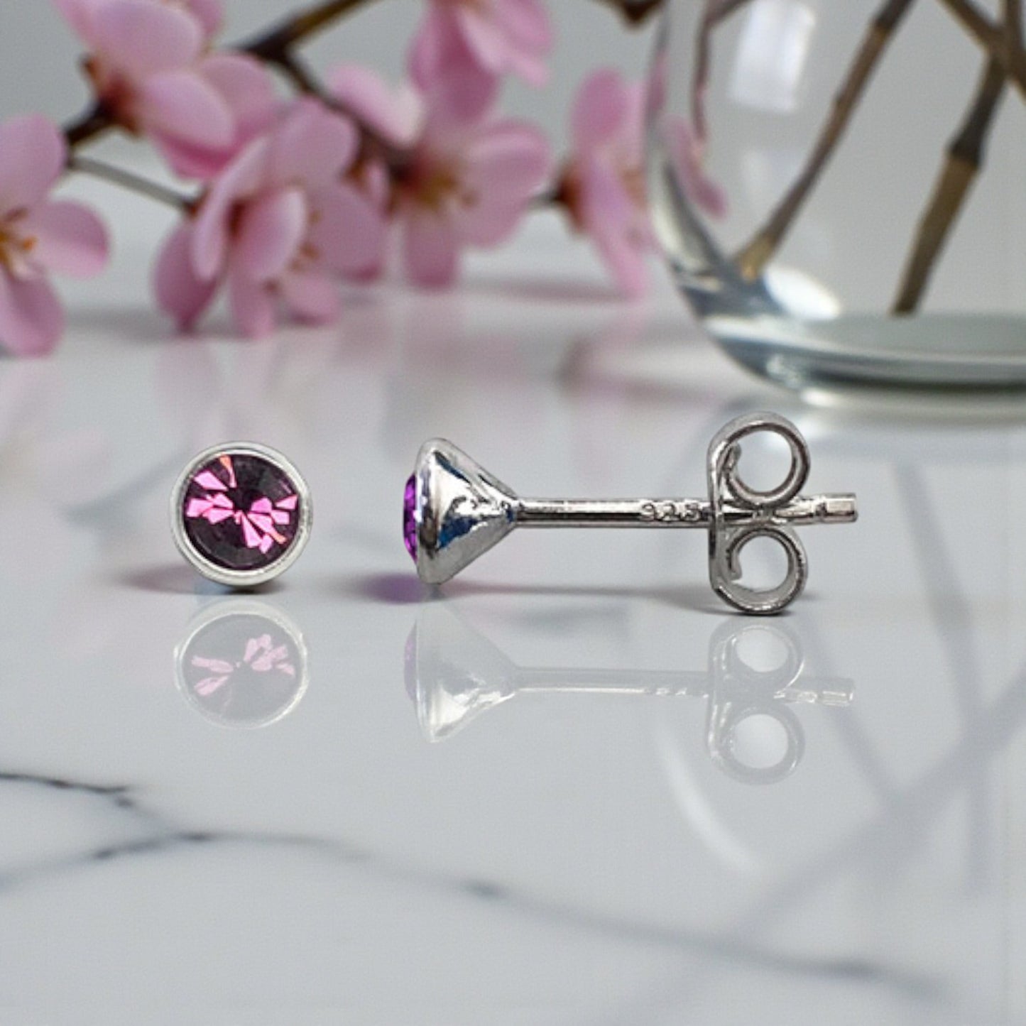 Granddaughter Crystal Birthstone Earrings in Sterling Silver 925 | Personalised Jewellery Gift