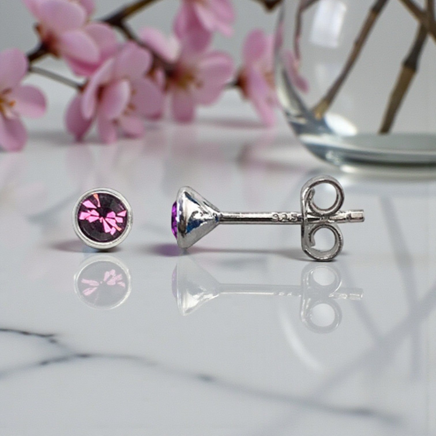 Granddaughter Crystal Birthstone Earrings in Sterling Silver 925 | Personalised Jewellery Gift